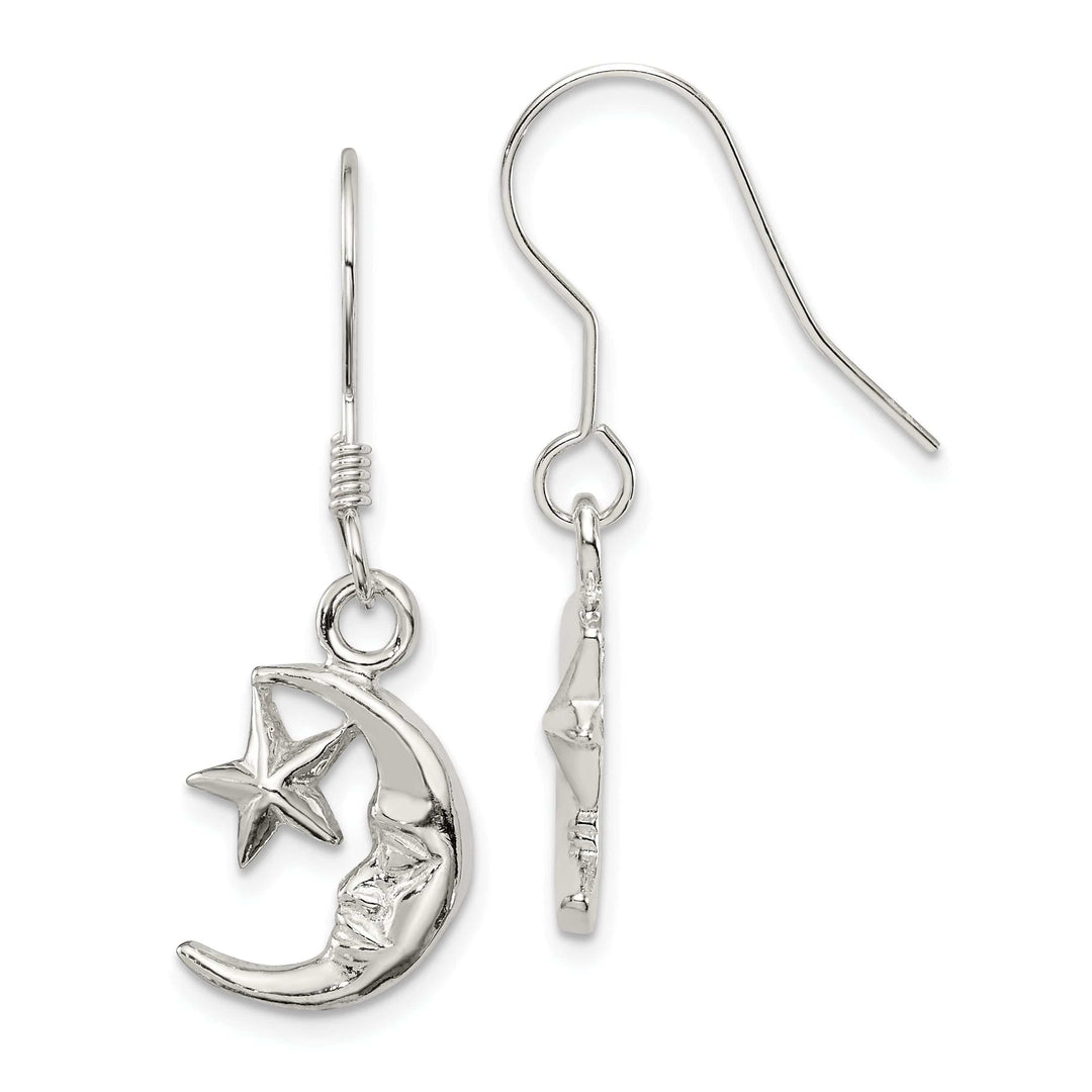 Lovely Rita's Earrings Silver Moon Star Dangle Hook Earrings
