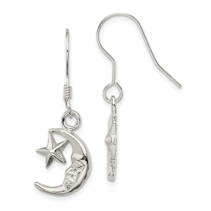 Lovely Rita's Earrings Silver Moon Star Dangle Hook Earrings