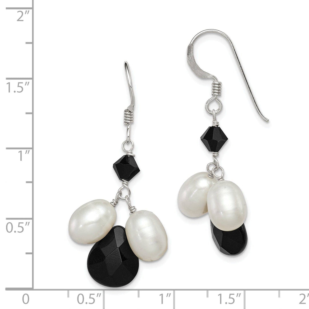 Lovely Rita's Earrings Silver Onyx White Pearl Black Crystal Earrings