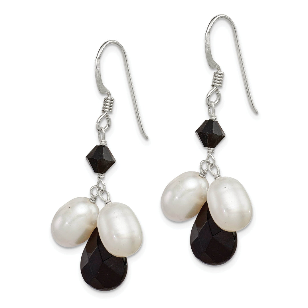Lovely Rita's Earrings Silver Onyx White Pearl Black Crystal Earrings