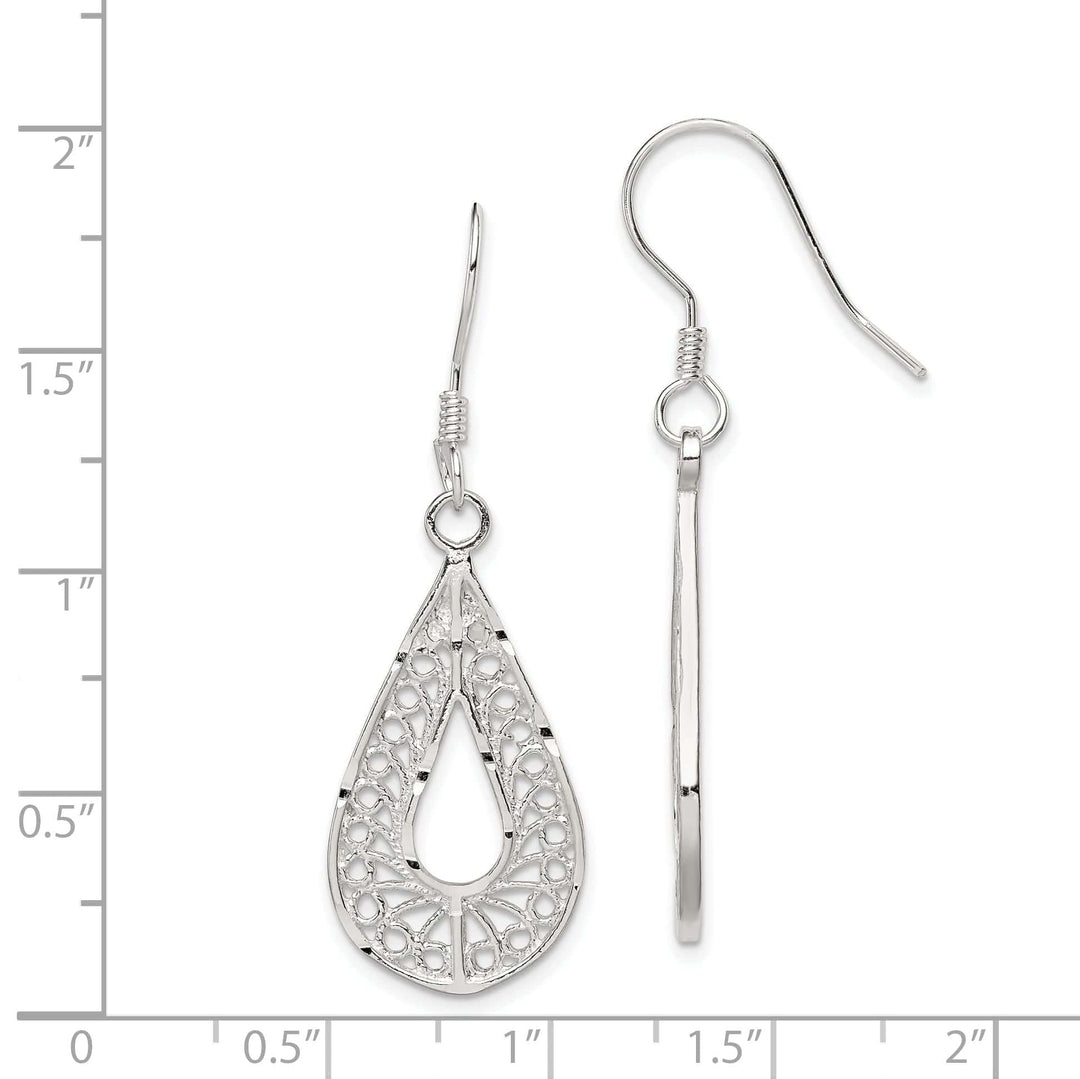 Lovely Rita's Earrings Silver Oval Filigree Dangle Hook Earrings