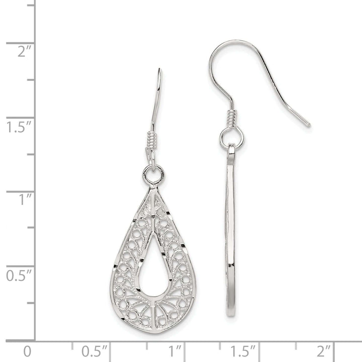Lovely Rita's Earrings Silver Oval Filigree Dangle Hook Earrings