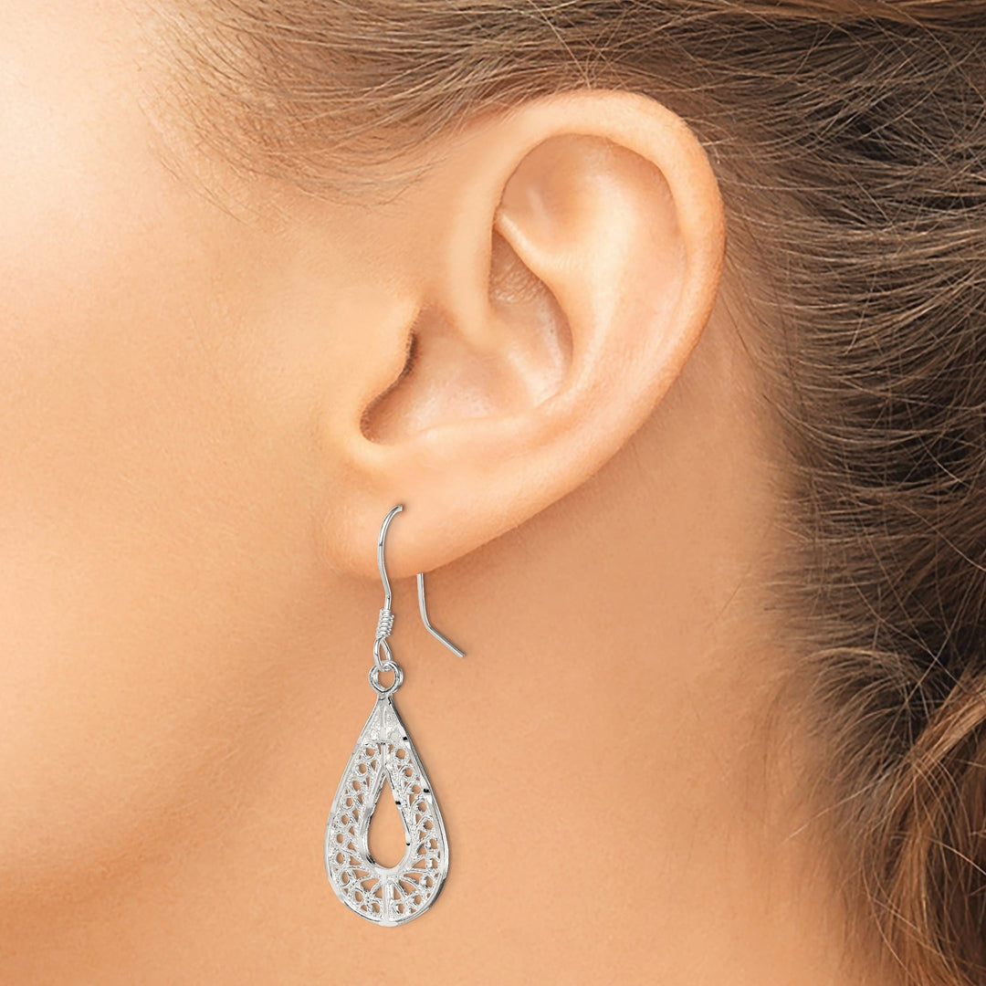 Lovely Rita's Earrings Silver Oval Filigree Dangle Hook Earrings