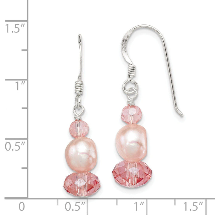 Lovely Rita's Earrings Silver Peach Crystal Pearl Drop Earrings
