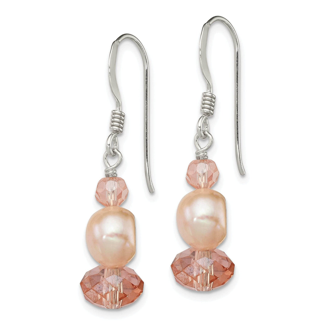 Lovely Rita's Earrings Silver Peach Crystal Pearl Drop Earrings