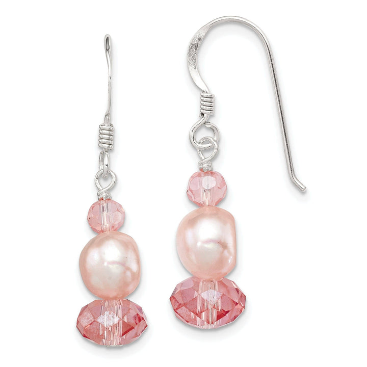 Lovely Rita's Earrings Silver Peach Crystal Pearl Drop Earrings