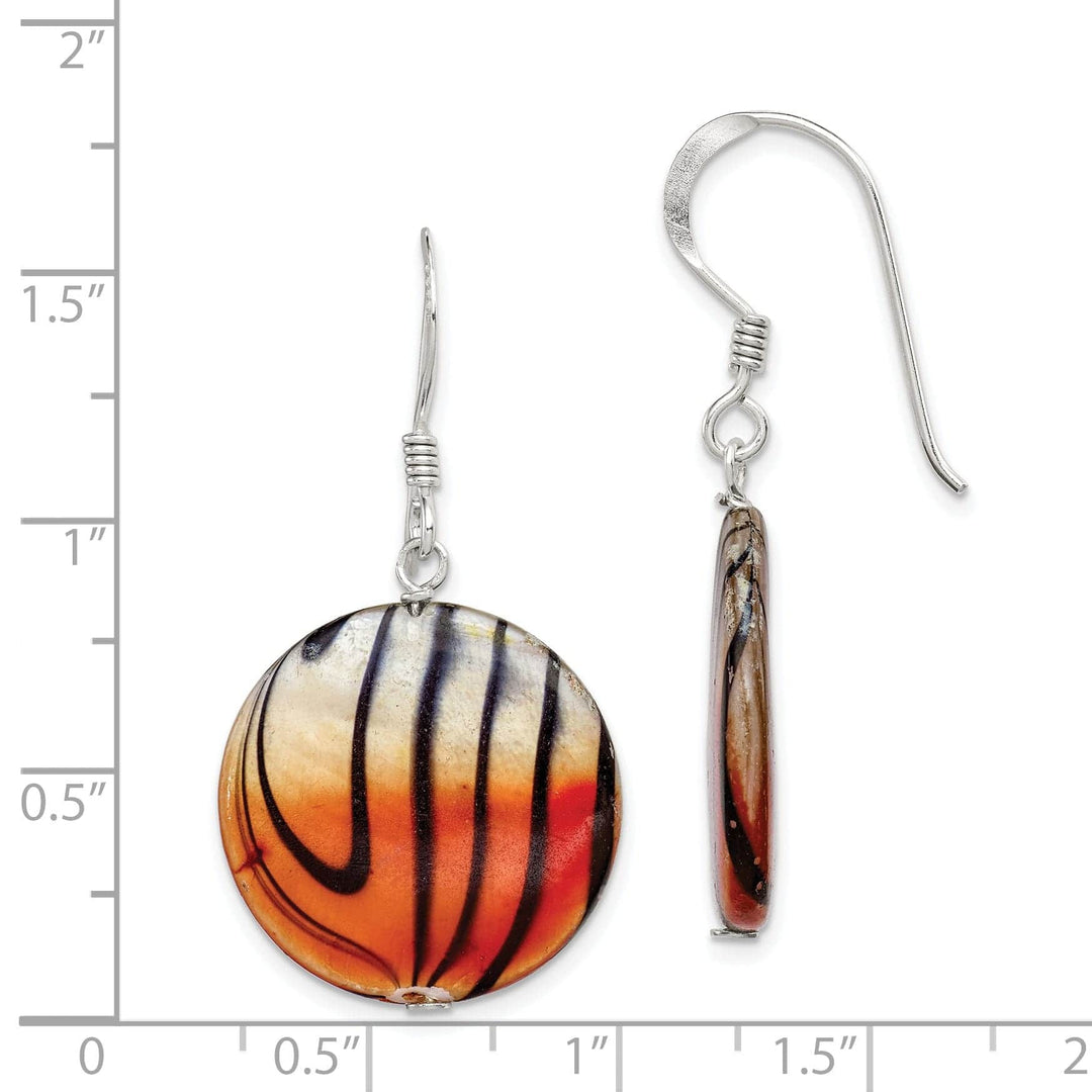 Lovely Rita's Earrings Silver Pearl Orange Black Disc Dangle Earrings