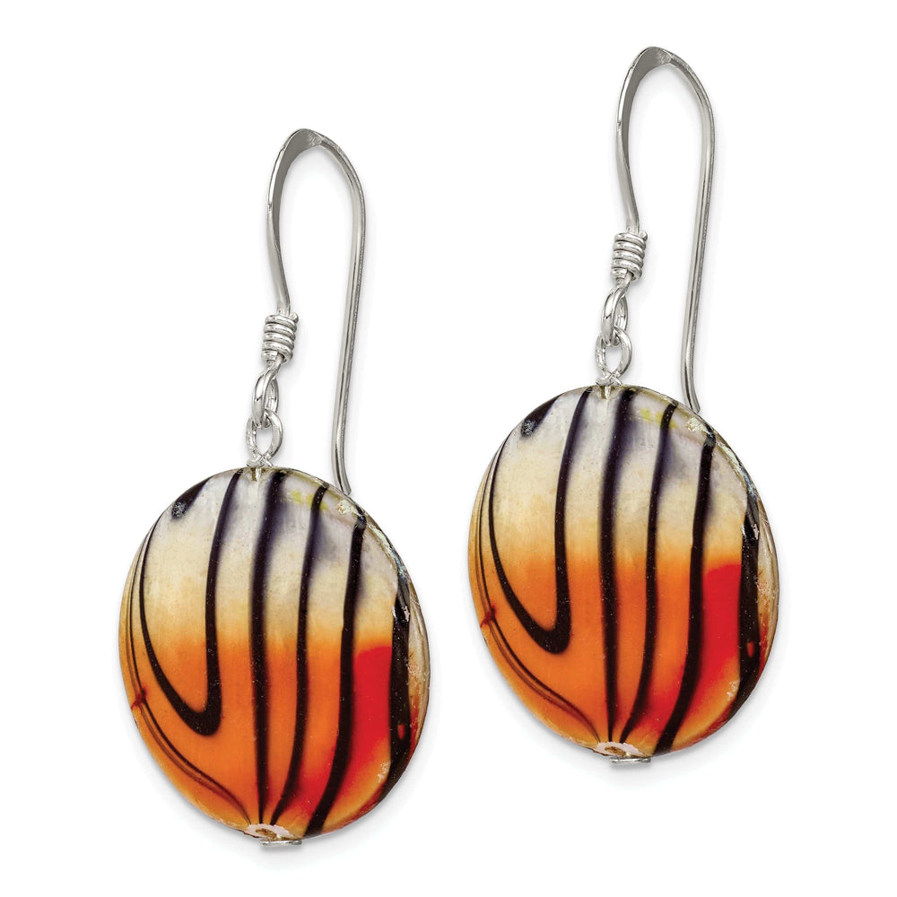 Lovely Rita's Earrings Silver Pearl Orange Black Disc Dangle Earrings