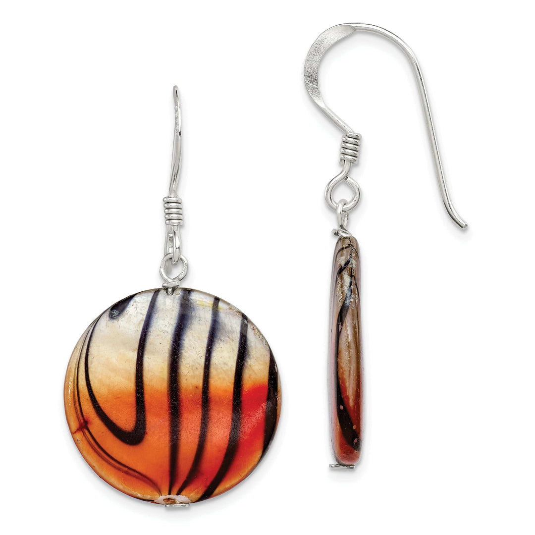 Lovely Rita's Earrings Silver Pearl Orange Black Disc Dangle Earrings