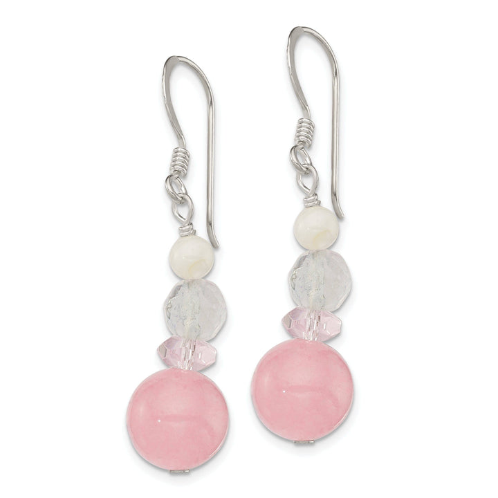 Lovely Rita's Earrings Silver Pink White Crystals Jade Pearl Earrings