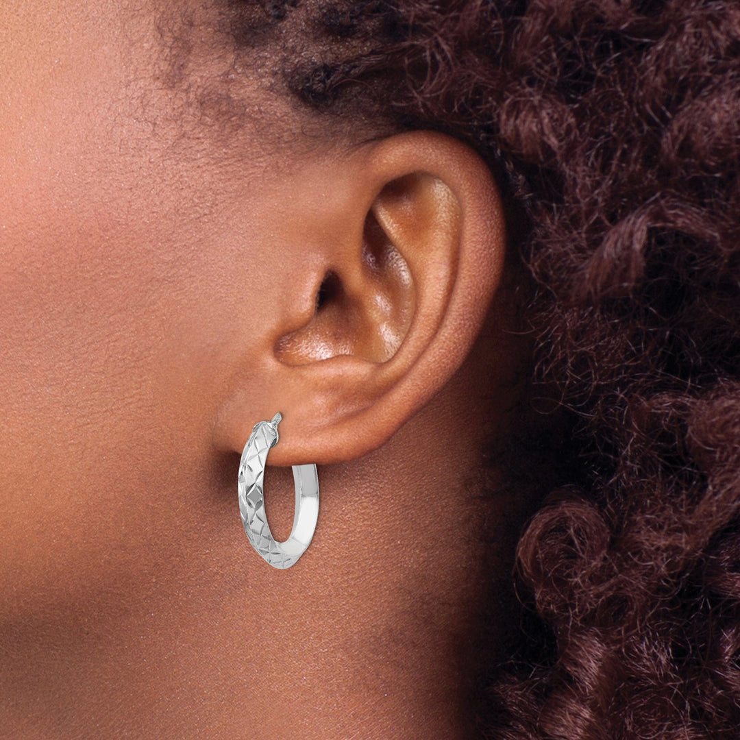 Lovely Rita's Earrings Silver Polish Diamond Cut Hoop Earrings