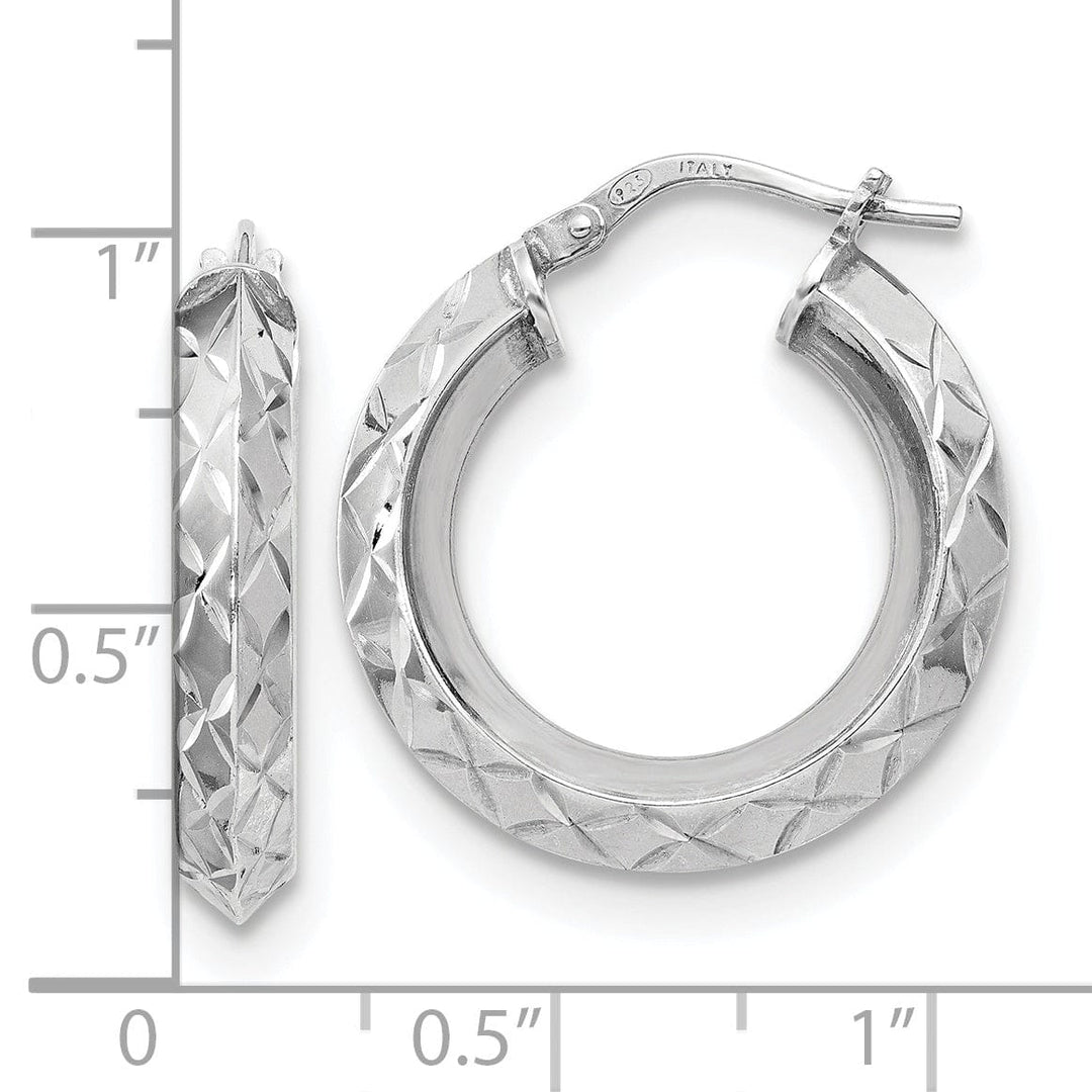 Lovely Rita's Earrings Silver Polish Diamond Cut Hoop Earrings
