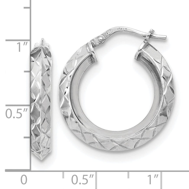 Lovely Rita's Earrings Silver Polish Diamond Cut Hoop Earrings