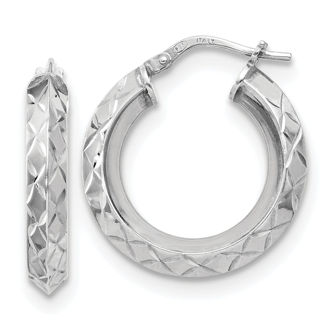 Lovely Rita's Earrings Silver Polish Diamond Cut Hoop Earrings