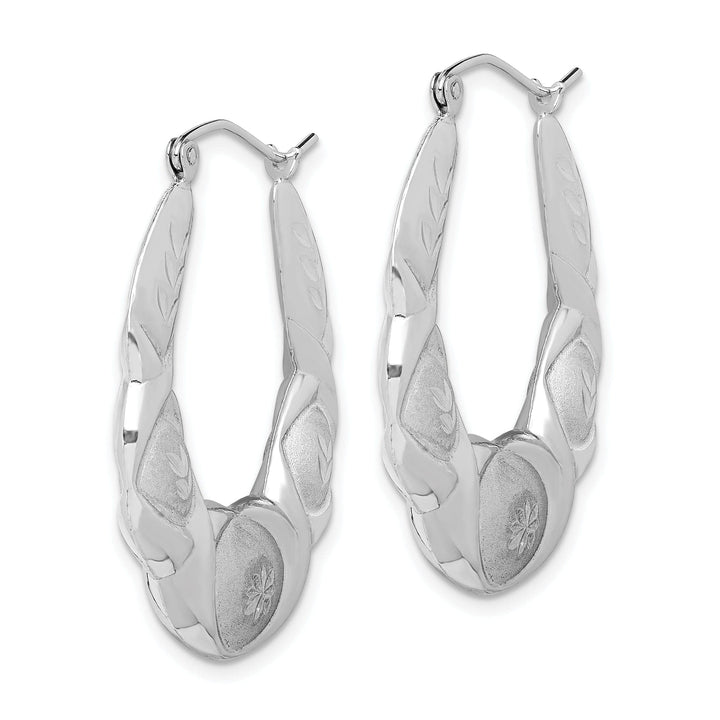 Lovely Rita's Earrings Silver Polished and Satin Scalloped Hoop Earrings