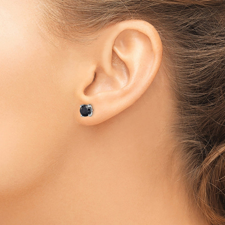 Lovely Rita's Earrings Silver Polished Black Sapphire Post Earrings