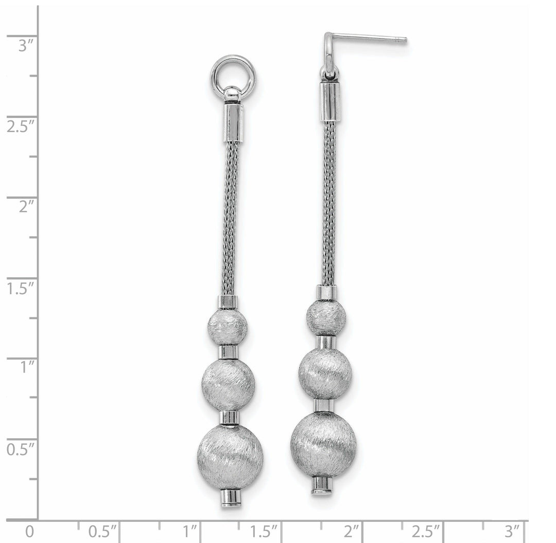 Lovely Rita's Earrings Silver Polished Brushed 3 Bead Dangle Earrings