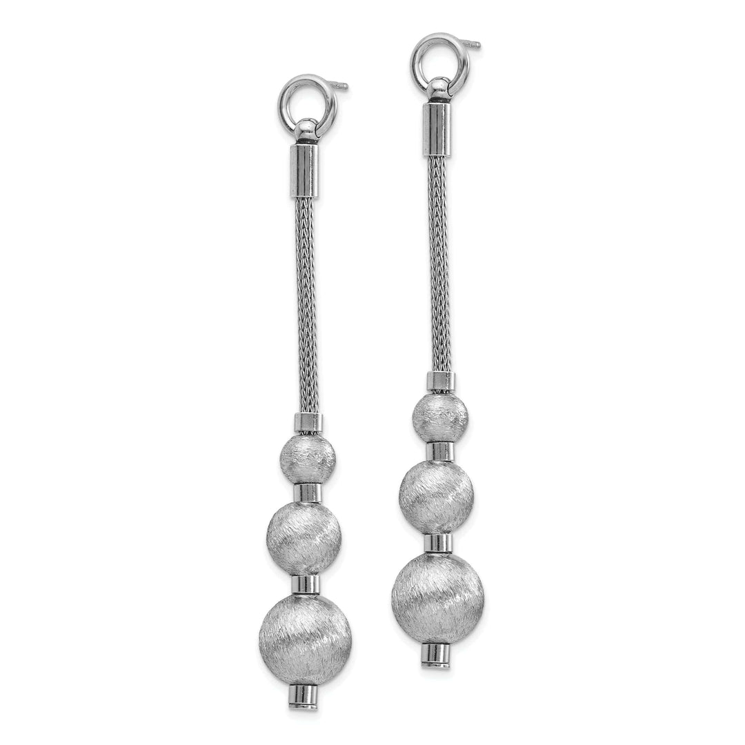 Lovely Rita's Earrings Silver Polished Brushed 3 Bead Dangle Earrings