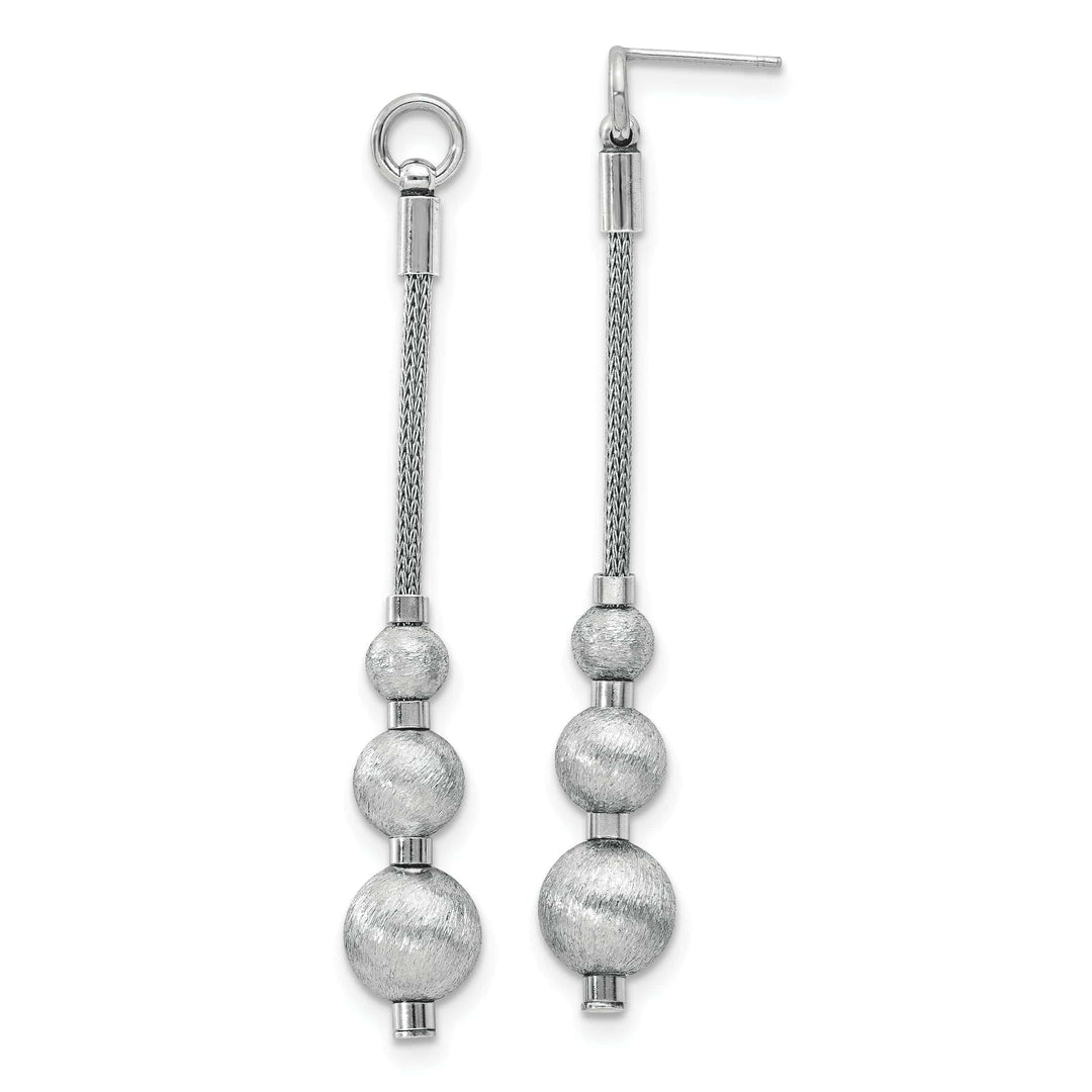 Lovely Rita's Earrings Silver Polished Brushed 3 Bead Dangle Earrings