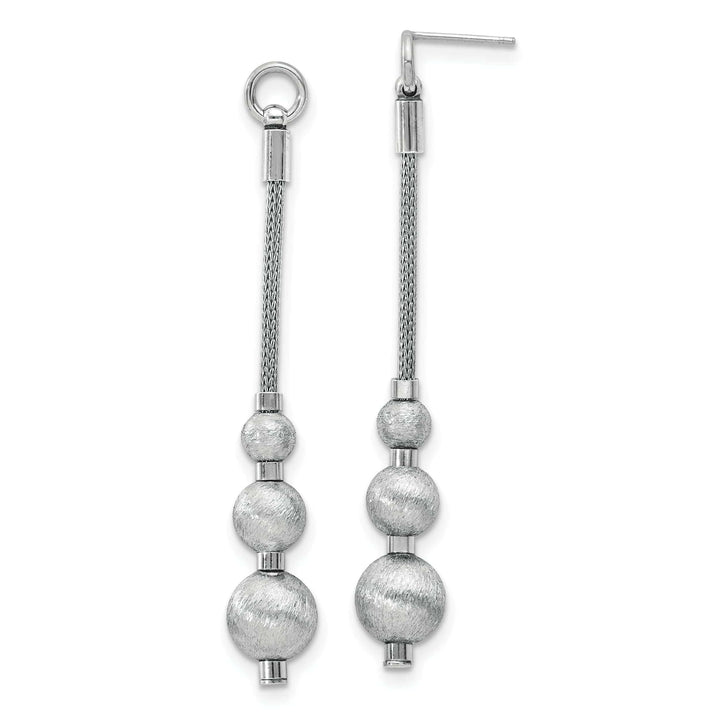 Lovely Rita's Earrings Silver Polished Brushed 3 Bead Dangle Earrings