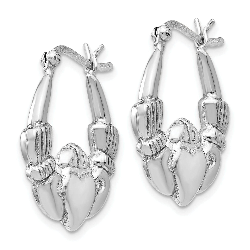 Lovely Rita's Earrings Silver Polished Claddagh Hinged Hoop Earrings