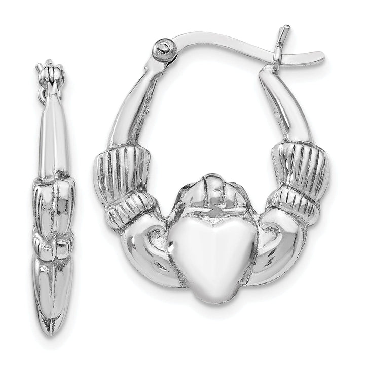 Lovely Rita's Earrings Silver Polished Claddagh Hinged Hoop Earrings