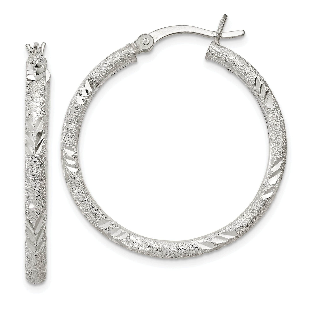 Lovely Rita's Earrings Silver Polished D.C Hollow Hinged Hoop Earrings
