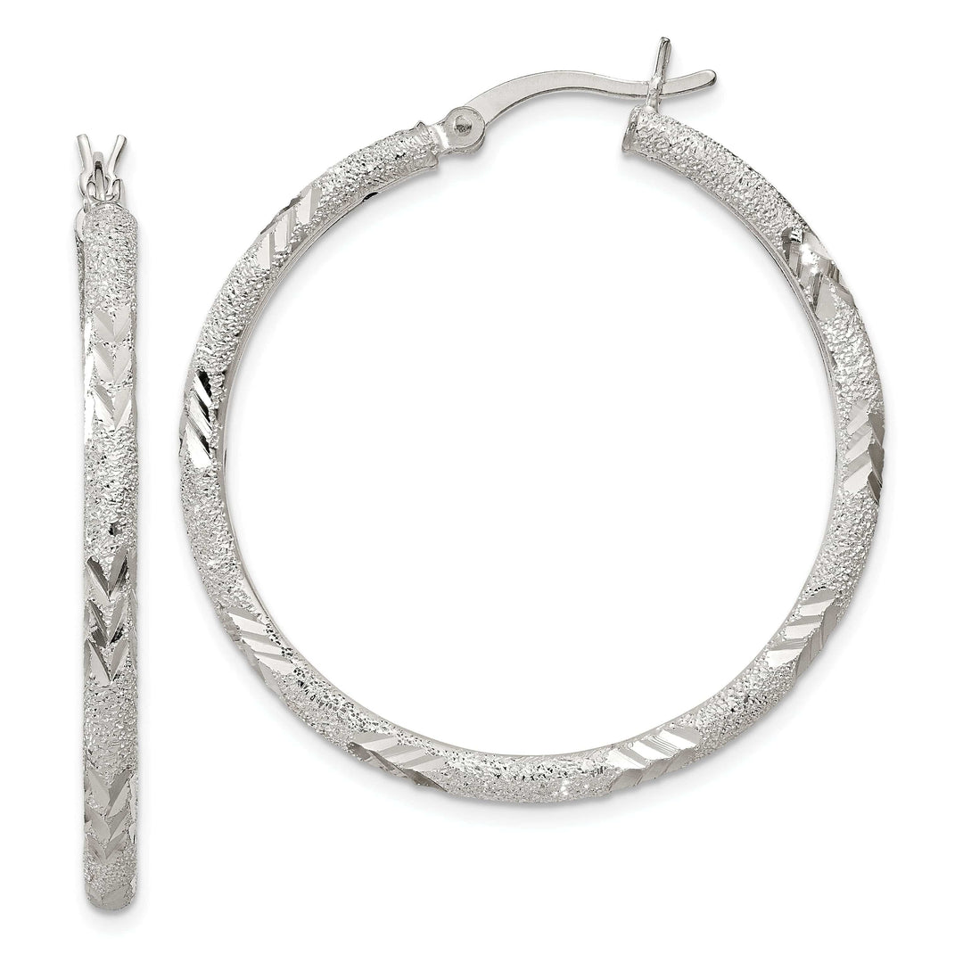 Lovely Rita's Earrings Silver Polished D.C Hollow Hinged Hoop Earrings