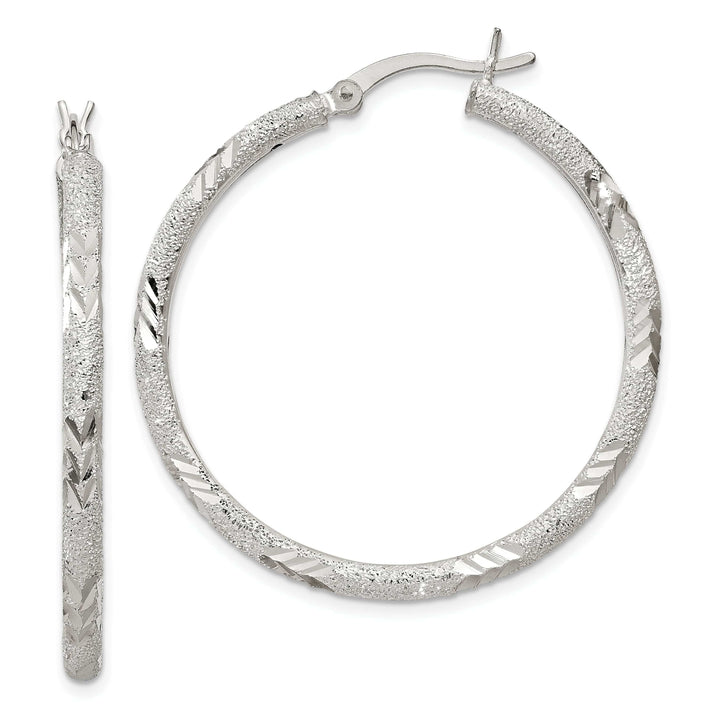 Lovely Rita's Earrings Silver Polished D.C Hollow Hinged Hoop Earrings