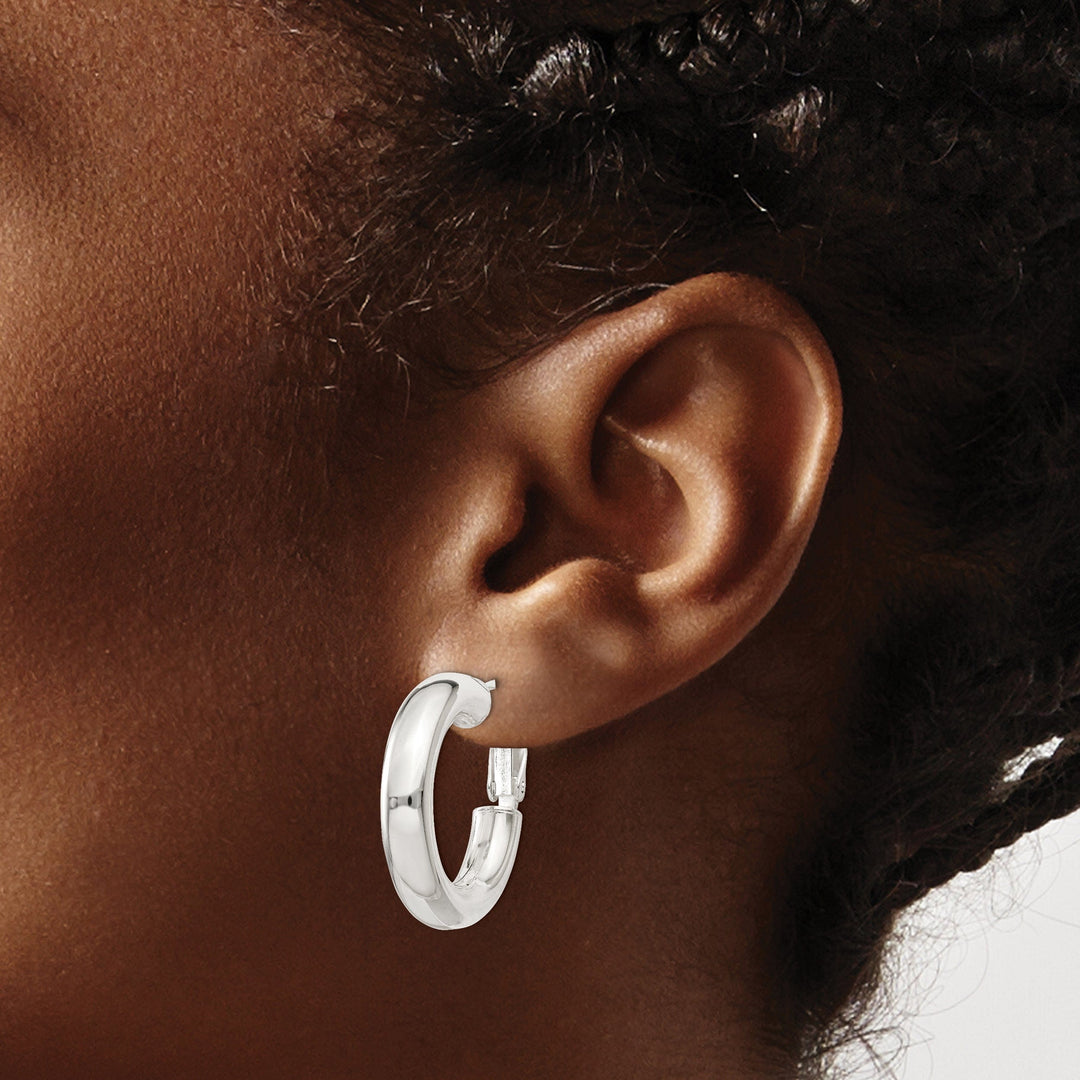 Lovely Rita's Earrings Silver Polished Hollow Hoop Hinged Back Earring