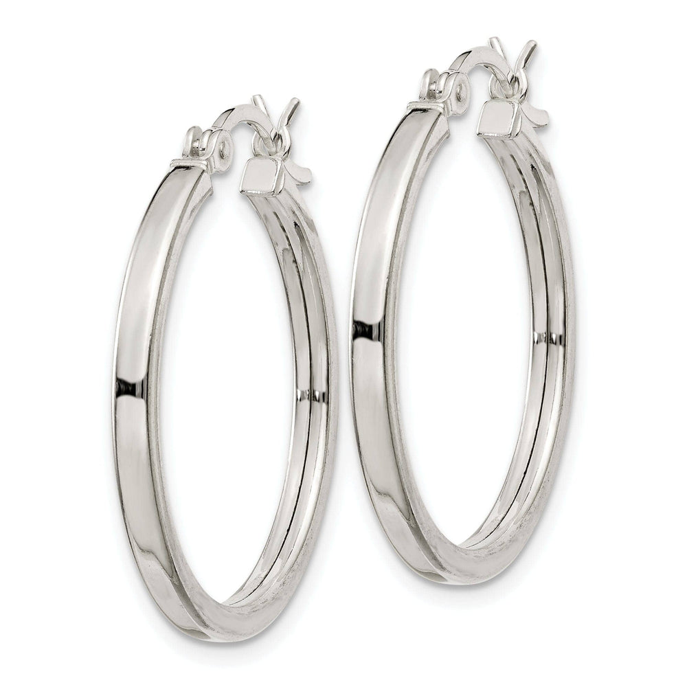 Lovely Rita's Earrings Silver Polished Hollow Hoop Hinged Back Earring