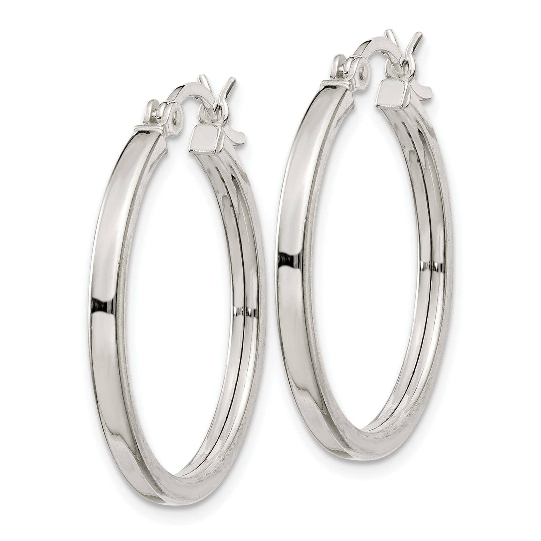 Lovely Rita's Earrings Silver Polished Hollow Hoop Hinged Back Earring