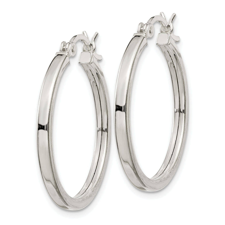 Lovely Rita's Earrings Silver Polished Hollow Hoop Hinged Back Earring
