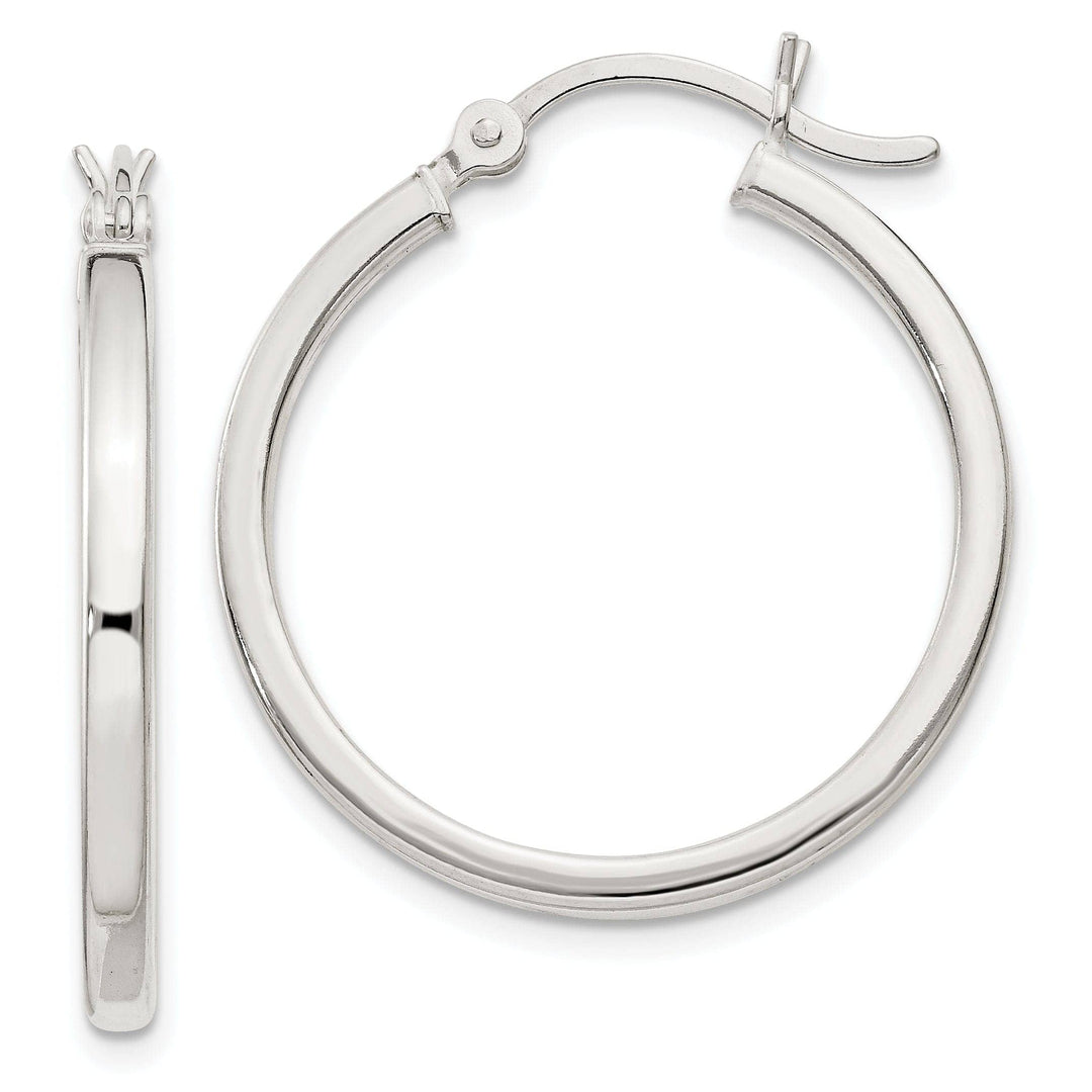 Lovely Rita's Earrings Silver Polished Hollow Hoop Hinged Back Earring