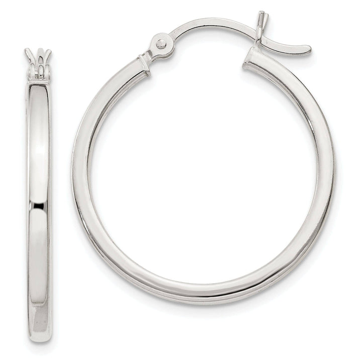 Lovely Rita's Earrings Silver Polished Hollow Hoop Hinged Back Earring