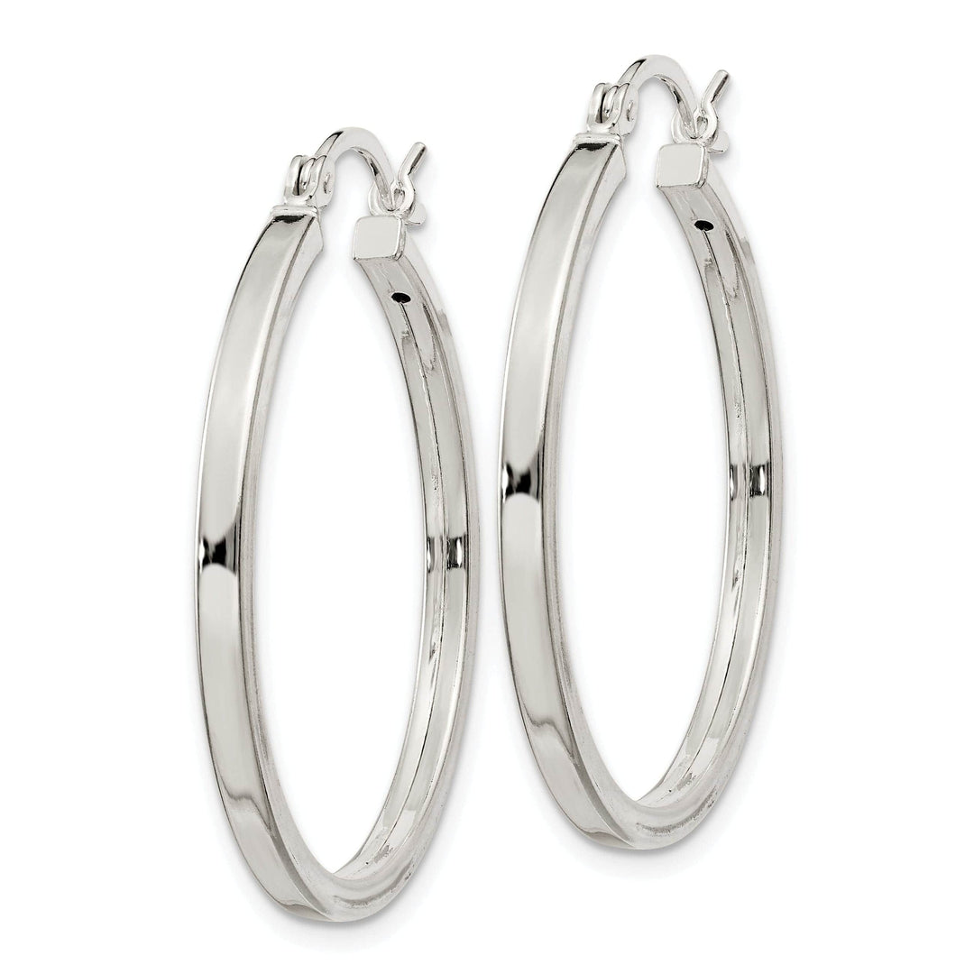 Lovely Rita's Earrings Silver Polished Hollow Hoop Hinged Back Earring