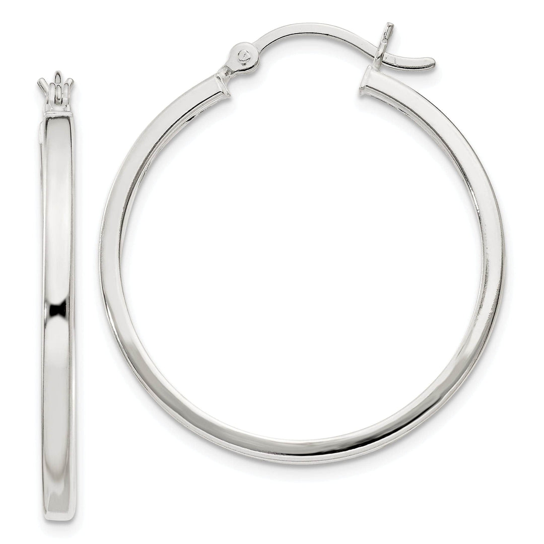 Lovely Rita's Earrings Silver Polished Hollow Hoop Hinged Back Earring