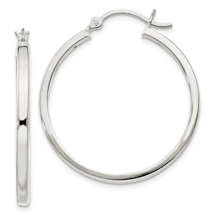 Lovely Rita's Earrings Silver Polished Hollow Hoop Hinged Back Earring