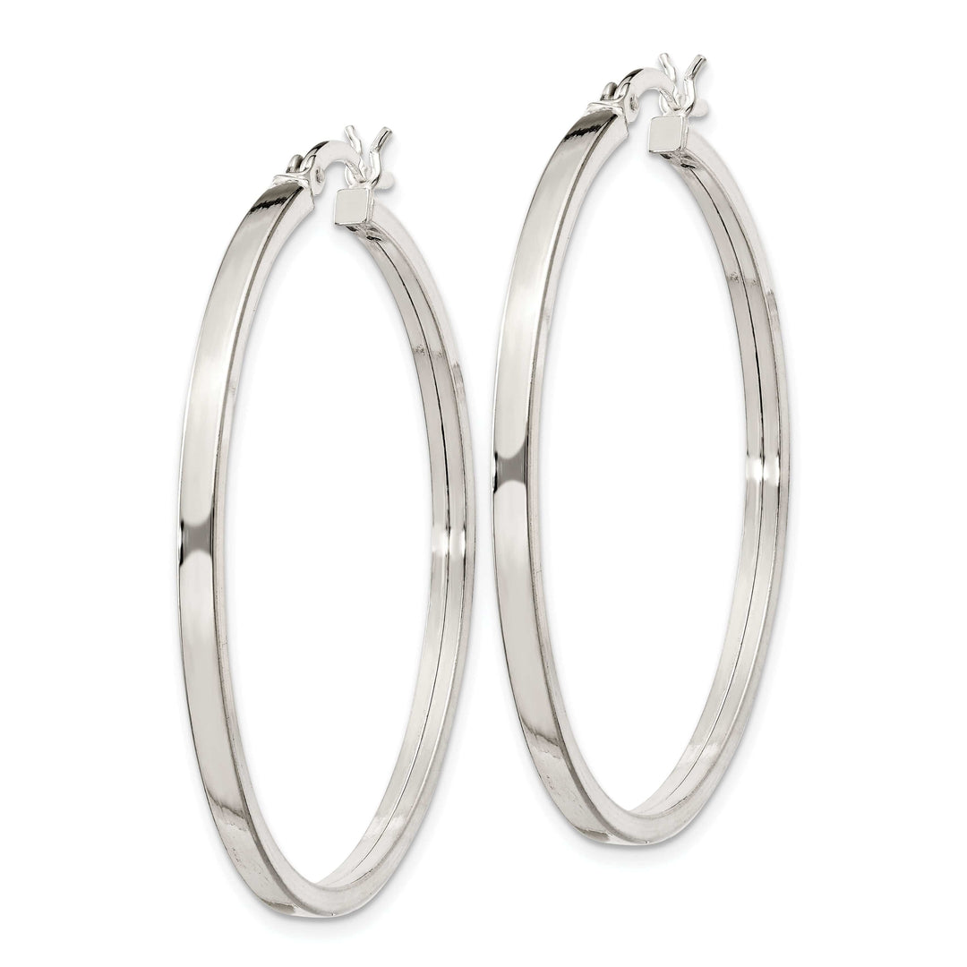 Lovely Rita's Earrings Silver Polished Hollow Hoop Hinged Back Earring