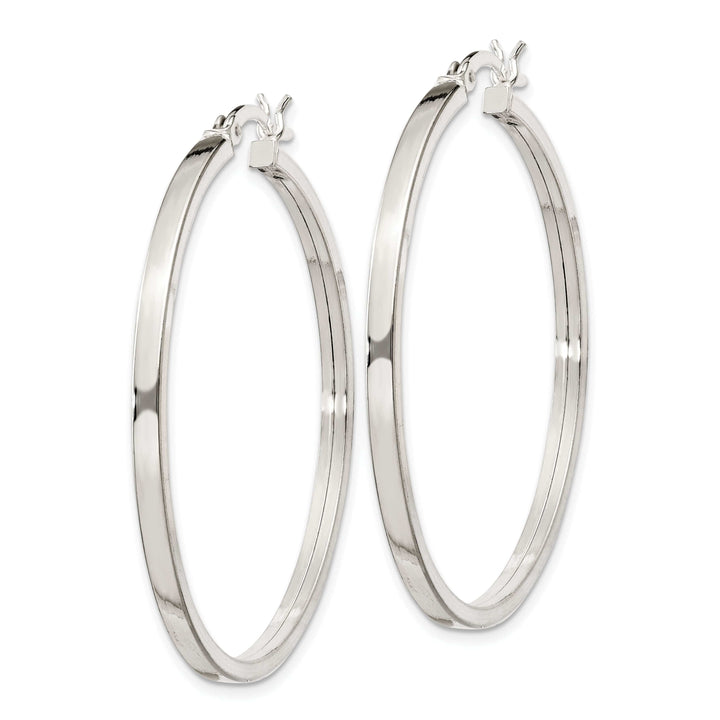 Lovely Rita's Earrings Silver Polished Hollow Hoop Hinged Back Earring