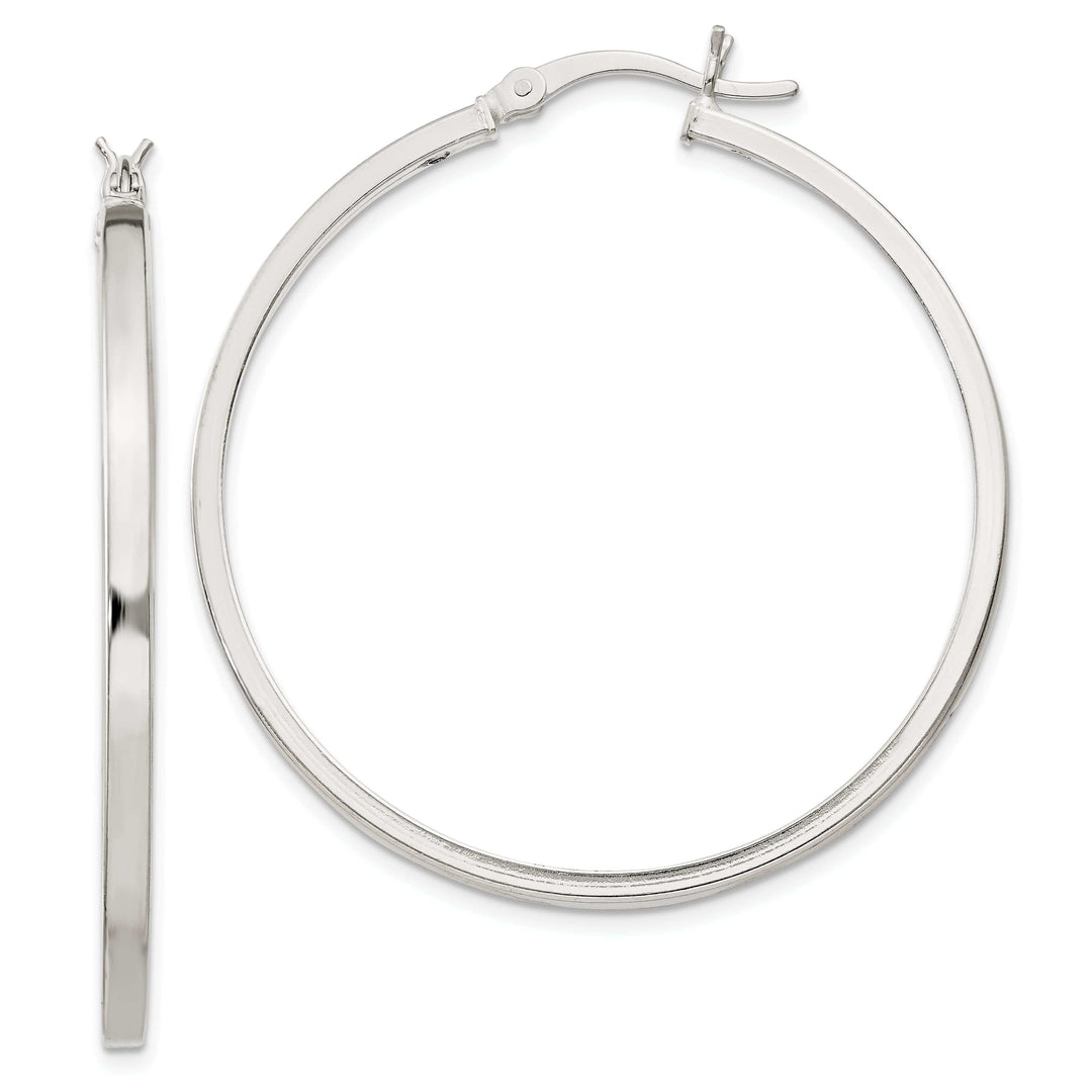 Lovely Rita's Earrings Silver Polished Hollow Hoop Hinged Back Earring