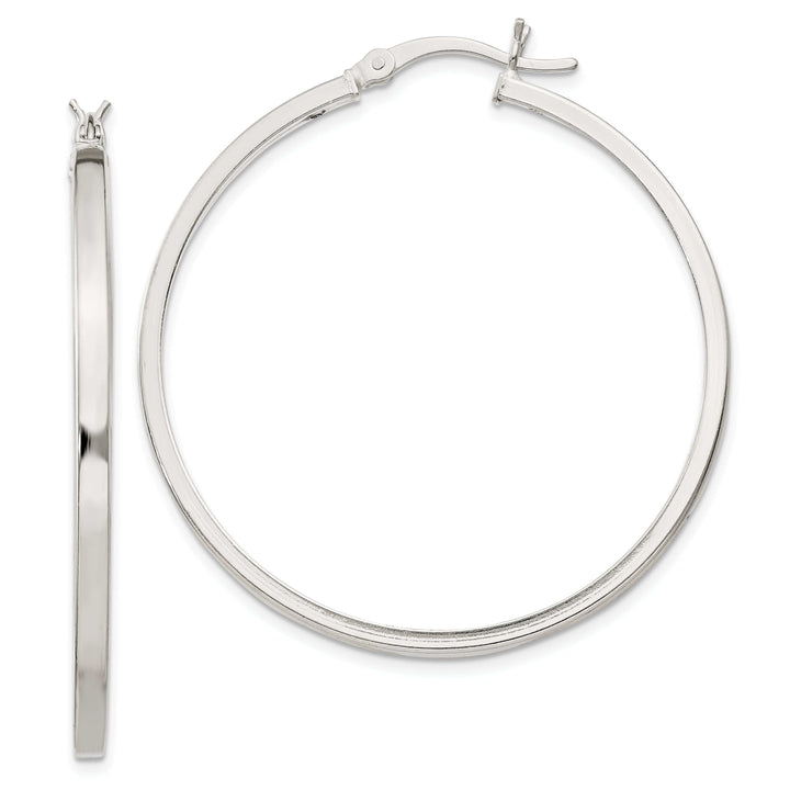Lovely Rita's Earrings Silver Polished Hollow Hoop Hinged Back Earring