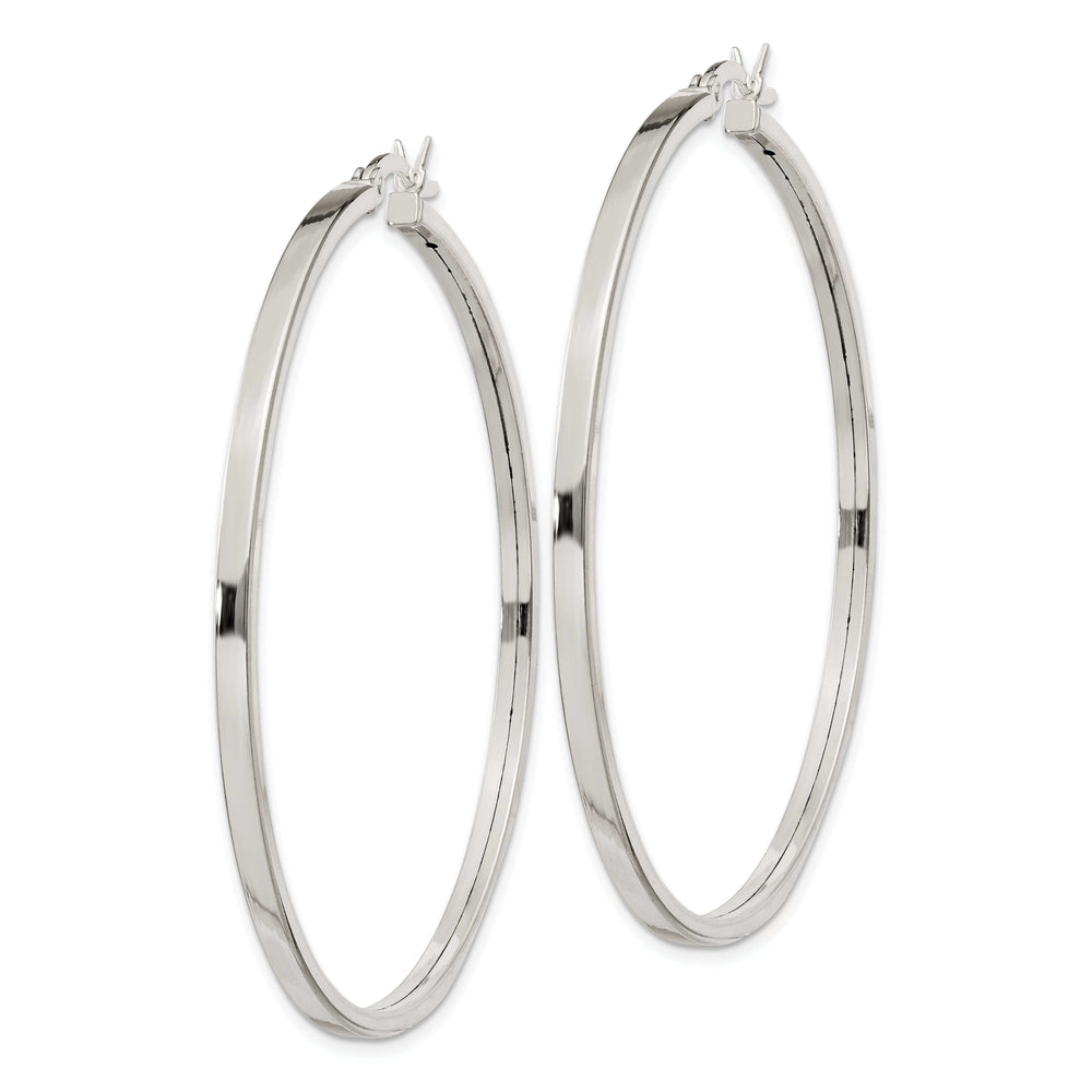 Lovely Rita's Earrings Silver Polished Hollow Hoop Hinged Back Earring