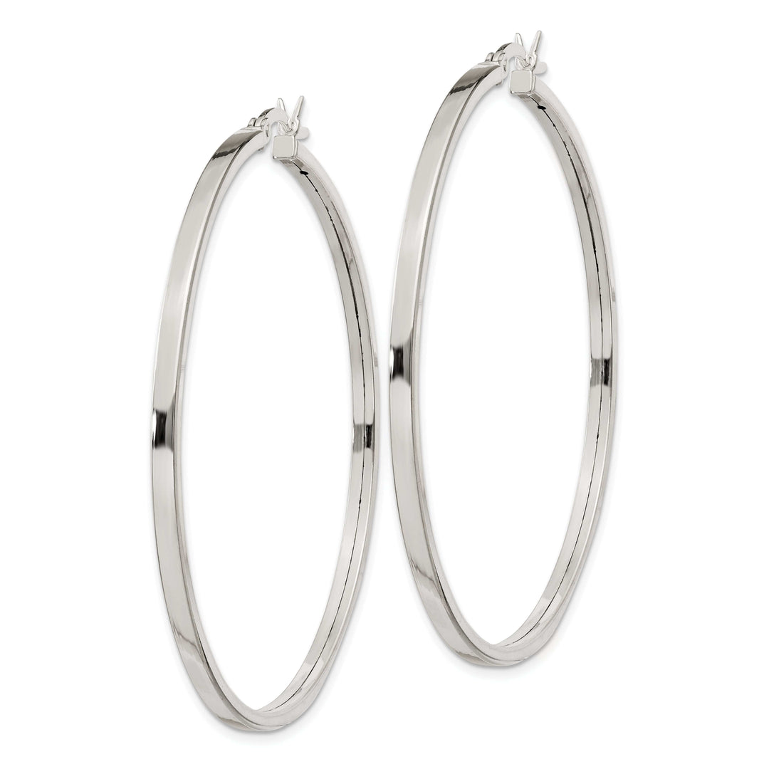 Lovely Rita's Earrings Silver Polished Hollow Hoop Hinged Back Earring