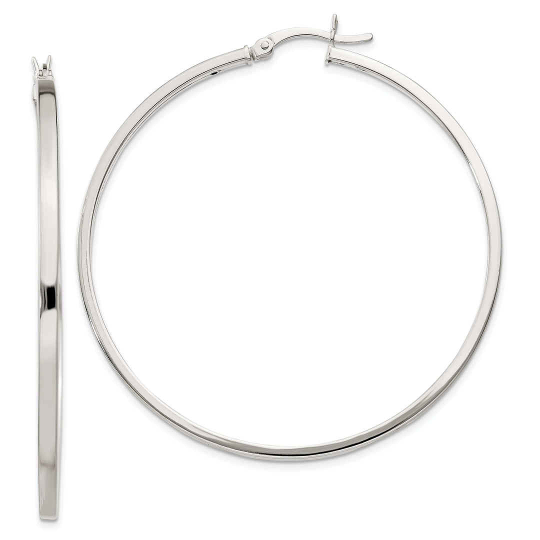 Lovely Rita's Earrings Silver Polished Hollow Hoop Hinged Back Earring