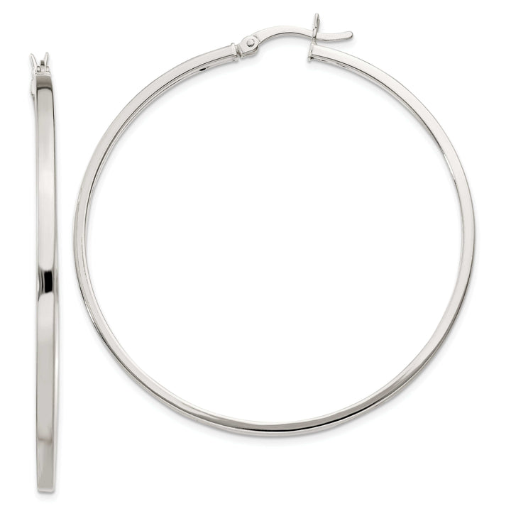 Lovely Rita's Earrings Silver Polished Hollow Hoop Hinged Back Earring