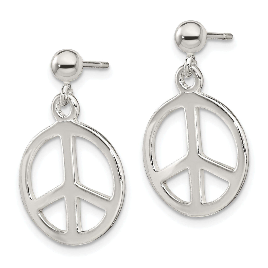 Lovely Rita's Earrings Silver Polished Peace Sign Dangle Post Earrings