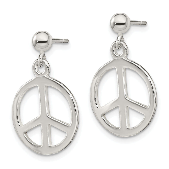 Lovely Rita's Earrings Silver Polished Peace Sign Dangle Post Earrings
