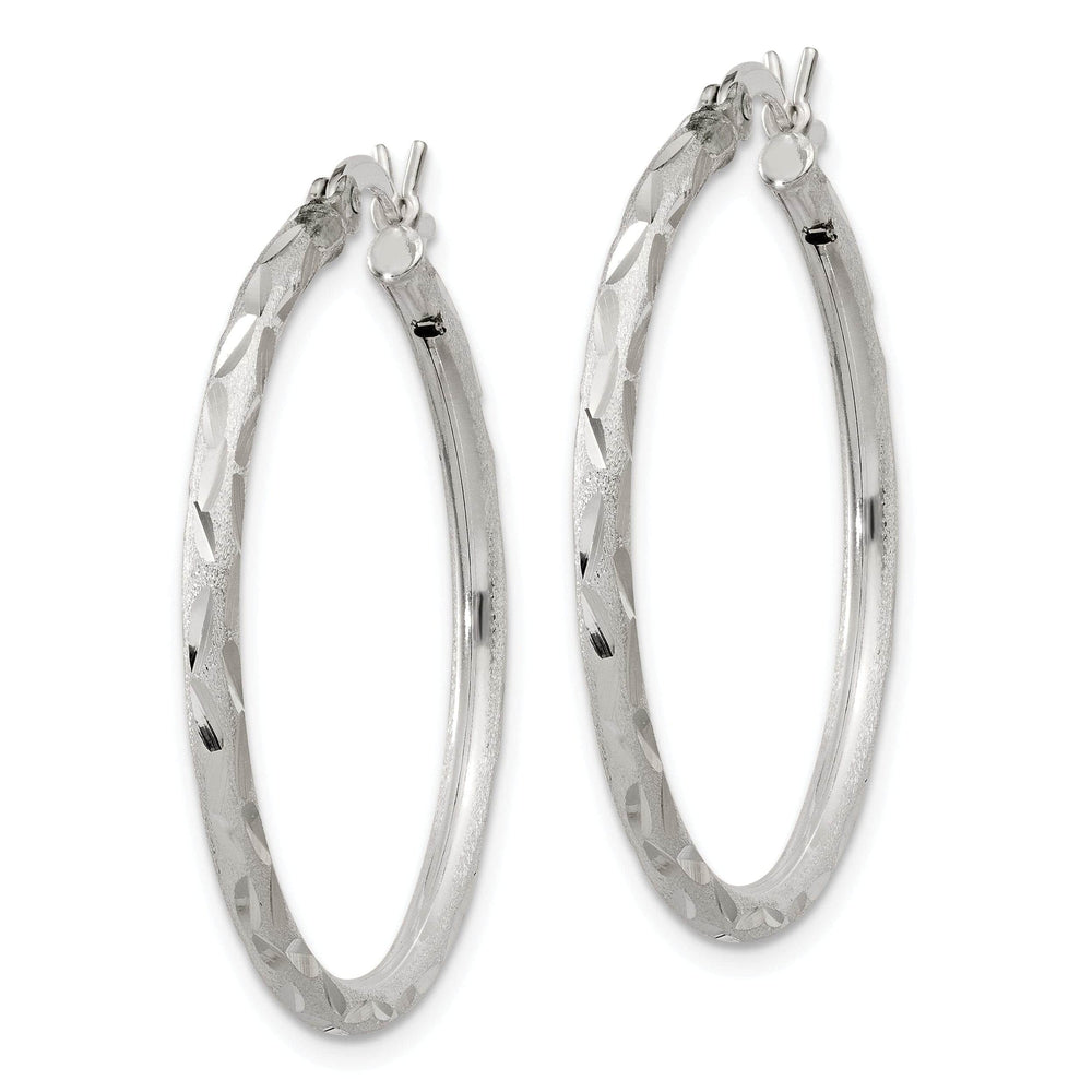 Lovely Rita's Earrings Silver Polished Satin D.C Hinged Hoop Earrings