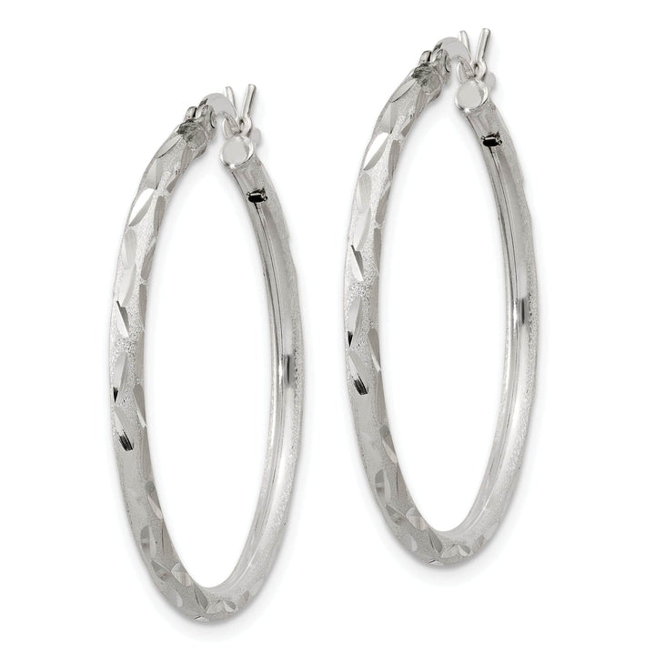 Lovely Rita's Earrings Silver Polished Satin D.C Hinged Hoop Earrings